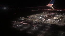 Extended version of United Airlines engine shooting flames during flight