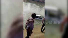 Rookie driver steps on accelerator mistaking it for brake, plunges car into river; miraculously survives in central India