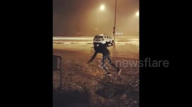 Man vs wind! Brave South African man blown back by strong gales in Iceland storm