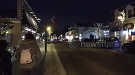 Historic small town main street unionville in Markham near Toronto all decorated with hundreds of Christmas lights for the holiday season.