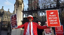 Pro-Brexit supporter in Westminster.