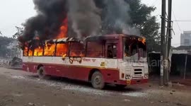 Protesters opposing India's Citizenship Act set bus alight