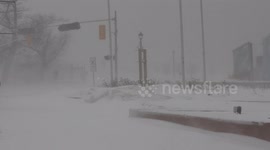 Blizzard conditions as snow squall passes through Ontario, Canada