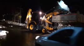 Snow removal from road in Northern India