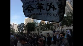 Demonstrators sing 'Glory to Hong Kong' during peaceful protest