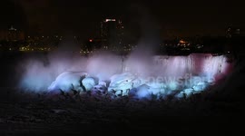 Huge snow and ice mounds at the base of Niagara Falls look like giant marshmallows!
