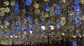 Christmas lights on Nikolskaya Street in Moscow, Russia