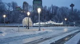 Thick ice covers everything in Niagara Falls!