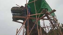 Giant Tyrannosaurus Rex Made From Recycled Tires