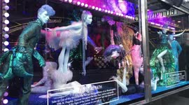 Glamorous Christmas window display at Bloomingdale's in New York City