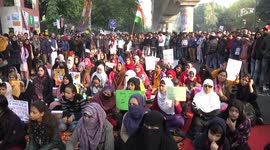 National Islamic University students in Delhi protest against police brutality