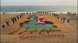 'World's largest' 3D sand Santa Claus seen at Puri Beach in India