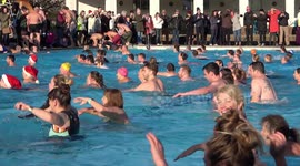 UK swimmers brave icy cold waters in Christmas Day plunge