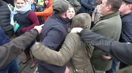 Protesters and supporters clash at Boxing Day fox hunt in Wales, UK