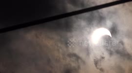 Solar eclipse and clouds over Thailand on December 26th, 2019.