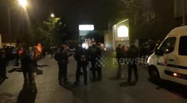 Strikers blockade bus depot in Paris suburb of Vitry-sur-Seine