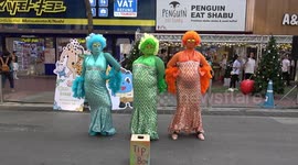 Colourful Drag Act Pose At Street Performance Festival