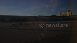 Plane taking off from Barajas Airport, Madrid, Spain