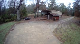Man new at drone flying runs it into a tree