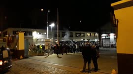 Strikers blockade bus deport in Paris suburb of Ivry-Sur-Seine