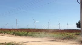 Stopping wind blades at Los Cocos. Wind farm in the Dominican Republic.