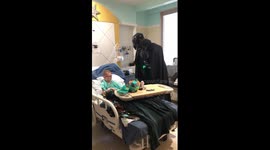 Darth Vader Visits Special Boy Ezra after 4th Brain Surgery in Hospital - Comparing Elf on The Shelf Stories