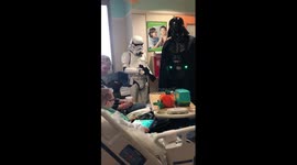 Darth Vader Visits Special Boy Ezra after 4th Brain Surgery in Hospital - Ezra Tells Darth Vader He Likes His Buttons