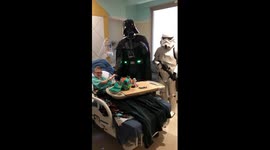 Darth Vader Visits Special Boy Ezra after 4th Brain Surgery in Hospital - Ezra Says