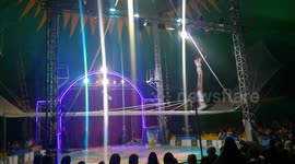 Carlos Perform Dangerous Swing Moves In Circus Show