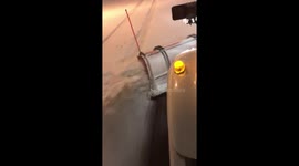 Satisfying snow rolling out of plow going through blocked Colorado roads