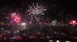 Fireworks light up sky to ring in the New Year on the Island of Oahu, Hawaii despite ban