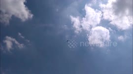 Helicopter does full upside-down vertical spin at airshow in south-east England
