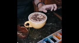 Satisfying moment coffee artists create beautiful drinks  in Malaysia