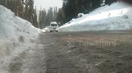 Frozen Gulmarg road in winters irks public and tourists in Northern India