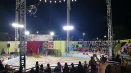 Women Shows Some Talents In Airway Swing At Circus