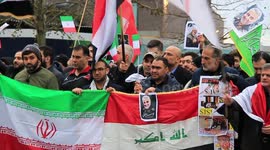 Dozens gather outside US embassy in London to protest against killing of Iranian general