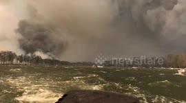 Stranded on a boat at lake conjola surround by fire