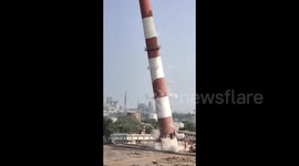 Incredible demolition of 120-foot-tall coal plant towers in west India
