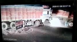 Truck crash on north Indian road into transformer causes large electrical fire