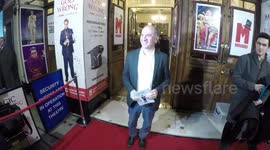 Penn Jillette, Stephen Fry And Armando Lannucci arrive at 'Magic Goes Wrong' press night in London