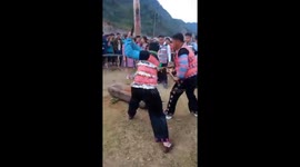 Glutinous rice cake making festival in Vietnam