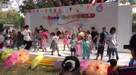 Children's day party at a Thai temple grounds.
