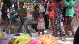 Children's day party at a temple grounds in Thailand.