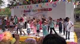 Amazing children's day party at a Thai Buddhist temple in Thailand.