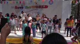Children's day party at a Thai temple grounds, at Pathumthani, Thailand.
