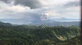 Timelapse clip shows Taal Volcano spewing ash in Philippines