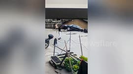 Car crashes off 23-foot slope after driver presses accelerator by mistake in China