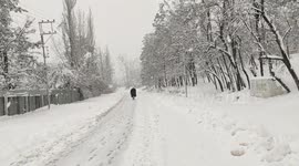 Heavy Snowfall in Budgam in Jammu & Kashmir.