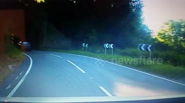 Two car accident on the way to Bath early morning with the sun low in the sky.