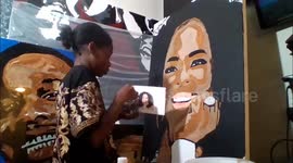 Talented 13-year-old boy born with hearing loss paints his hero, Oprah Winfrey in cool time-lapse video